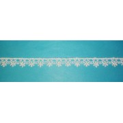 Macrame Lace Border with Flowers - White Color - Width 1 cm